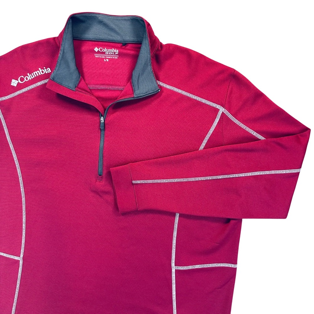Columbia Shotgun 1/4 Zip Golf Pullover Men's L Red Omni-Wick Performance 16S60ML
